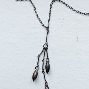 SOLD| VICTORIAN Antique Sterling Silver Triple Drop Dangle Charm Necklace